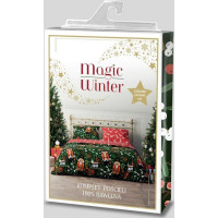 Bavlnené obliečky MAGIC WINTER Luskáčikovia a imelo - tmavo zelené/červené - 220x200 cm