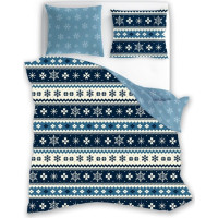 Bavlnené obliečky MAGIC WINTER Vločky - modré - 220x200 cm