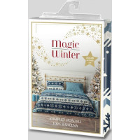 Bavlnené obliečky MAGIC WINTER Vločky - modré - 220x200 cm