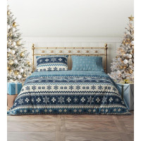 Bavlnené obliečky MAGIC WINTER Vločky - modré - 220x200 cm