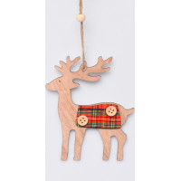 Vianočné drevený ozdoby na stromček - Jeleň - 6 kusov