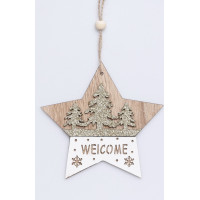Vianočné drevené ozdoby na stromček - Hviezdička - 5 kusov