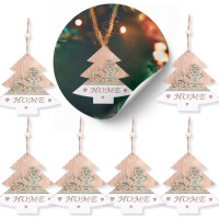 Vianočné drevené ozdoby na stromček - Stromček - 5 kusov