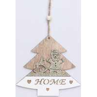 Vianočné drevené ozdoby na stromček - Stromček - 5 kusov