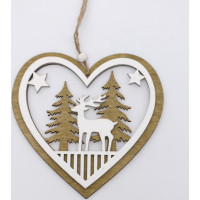 Vianočné drevené ozdoby na stromček - Srdiečko - 4 kusy