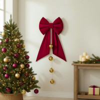 Ozdobná mašľa DECO Velvet Glam Bow 50x40+50 cm - červená