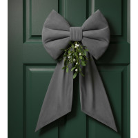 Ozdobná mašľa DECO Velvet Glam Bow 50x40+50 cm - šedá