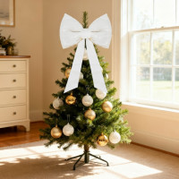 Ozdobná mašľa Deco Glam & Shine 30x47+60 cm - biela/zlatá