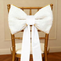 Ozdobná mašľa Deco Glam & Shine 30x47+60 cm - biela/zlatá