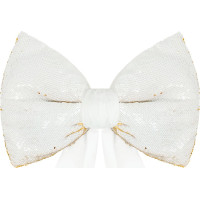 Ozdobná mašľa Deco Glam & Shine 30x47+60 cm - biela/zlatá