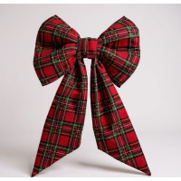 Ozdobná mašľa DECO Glam Bow 50x40+50 cm - károvaná červená