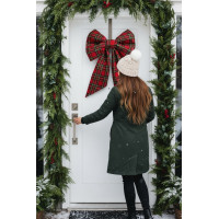 Ozdobná mašľa DECO Glam Bow 50x40+50 cm - károvaná červená