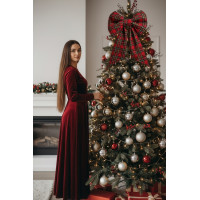 Ozdobná mašľa DECO Glam Bow 50x40+50 cm - károvaná červená