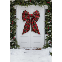 Ozdobná mašľa DECO Glam Bow 50x40+50 cm - károvaná červená