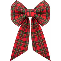 Ozdobná mašľa DECO Glam Bow 50x40+50 cm - károvaná červená