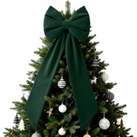 Ozdobná mašľa DECO Velvet Glam Bow XXL 48x45x150 cm - zelená