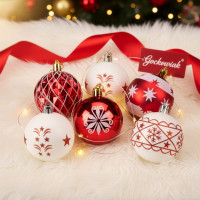 Sada vianočných baniek na stromček SAPIN - 30 kusov - červené/biele