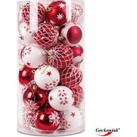 Sada vianočných baniek na stromček SAPIN - 30 kusov - červené/biele