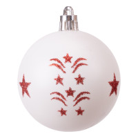 Sada vianočných baniek na stromček SAPIN - 30 kusov - červené/biele