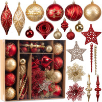 Sada vianočných ozdôb na stromček MARIEN - 70 kusov - červené/zlaté