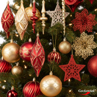 Sada vianočných ozdôb na stromček MARIEN - 70 kusov - červené/zlaté