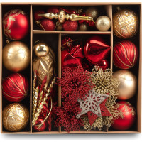 Sada vianočných ozdôb na stromček MARIEN - 70 kusov - červené/zlaté