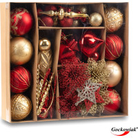 Sada vianočných ozdôb na stromček MARIEN - 70 kusov - červené/zlaté