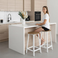 Barová židle FLINT Rustic - bílá/stařený dub