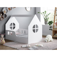 Detská domčeková posteľ HAPPY HOUSE 160x80 cm, biela - Okno 3 + matrac ZADARMO