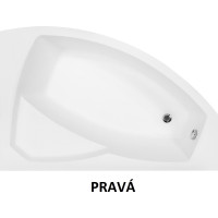 Asymetrická vaňa RIMA 160x100 cm - bez nožičiek, pravá