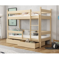 Detská poschodová posteľ z masívu borovice LEGEND so šuplíkmi - 200x90 cm