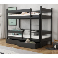 Detská poschodová posteľ z masívu borovice LEGEND so šuplíkmi - 200x90 cm