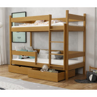 Detská poschodová posteľ z masívu borovice LEGEND so šuplíkmi - 200x90 cm