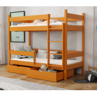 Detská poschodová posteľ z masívu borovice LEGEND so šuplíkmi - 200x90 cm