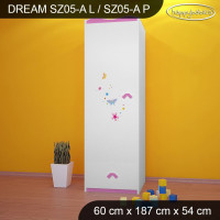 Detská skriňa ROZKVETLÁ LÚKA, typ 5A - ružová, ľavé prevedenie