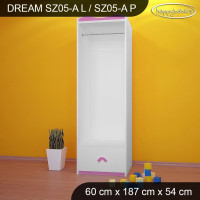 Detská skriňa ROZKVETLÁ LÚKA, typ 5A - ružová, ľavé prevedenie