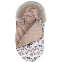 Detský fusak do kočíka BABYMAM Premium - Zimný les/béžový