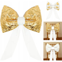 Ozdobná mašľa Deco Glam & Shine 30x47+60 cm - biela/zlatá