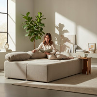 Penová pohovka BILL 200 - rozkladacia - béžová