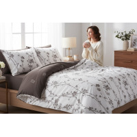 Posteľné obliečky z mikrovlákna SATIN TOUCH - 160x200 cm - biele / hnedé