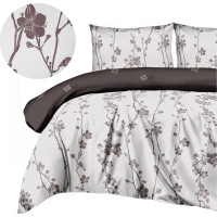 Posteľné obliečky z mikrovlákna SATIN TOUCH - 160x200 cm - biele / hnedé