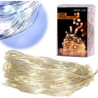 Dekoratívne LED svetlá na drôtiku - 10m 100LED - studená biela