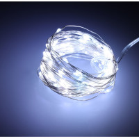 Dekoratívne LED svetlá na drôtiku - 10m 100LED - studená biela