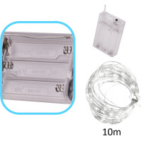 Dekoratívne LED svetlá na drôtiku - 10m 100LED - studená biela