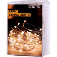 LED dekoratívne osvetlenie na drôtiku - 5m 50LED - studená biela