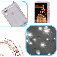 LED dekoratívne osvetlenie na drôtiku - 5m 50LED - studená biela