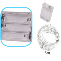 LED dekoratívne osvetlenie na drôtiku - 5m 50LED - studená biela