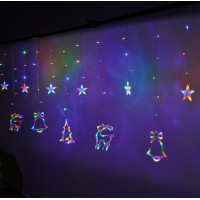 LED svetelný záves Sob, stromček a zvonček - 2,5 m 138LED - viacfarebné