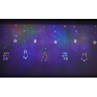 LED svetelný záves Sob, stromček a zvonček - 2,5 m 138LED - viacfarebné