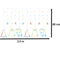 LED svetelný záves Sob, stromček a zvonček - 2,5 m 138LED - viacfarebné